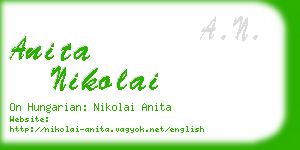 anita nikolai business card